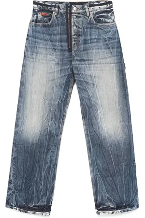 MARTINE ROSE Jeansy, Mężczyzna, Niebieski, L, Niebieskie Acidowe Casualowe Jeansyy