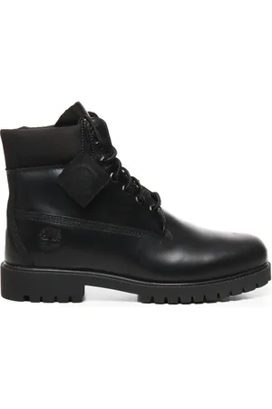 Timberland Buty, Mężczyzna, Czarny, 43 EU, Czarne Skórzane Buty z Wzmocnieniem Stali