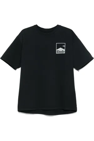 Rhude Koszulki, Mężczyzna, Czarny, S, T-shirt z krótkim rękawem i okrągłym dekoltem