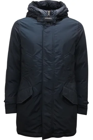 Woolrich Kurtki, Mężczyzna, Niebieski, S, Kurtka Parka z Wysokim Kołnierzem w Niebieskim