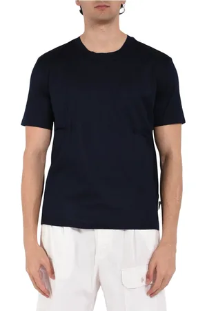 Paolo Pecora Koszulki, Mężczyzna, Niebieski, M, Bawełniany T-shirt z okrągłym dekoltem