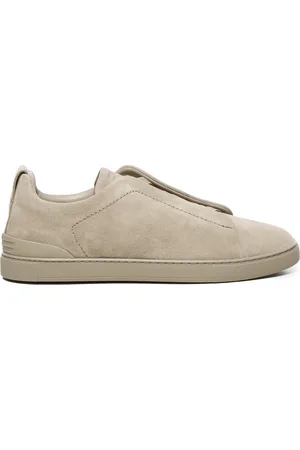Ermenegildo Zegna Buty, Mężczyzna, Beżowy, 43 EU, Beżowe Sneakersy z Krzyżującymi się Elastycznymi Paskami
