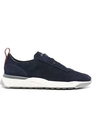 santoni Buty, Mężczyzna, Niebieski, 43 1/2 EU, Zamsz, Zamszowe Sneakersy Sznurowane