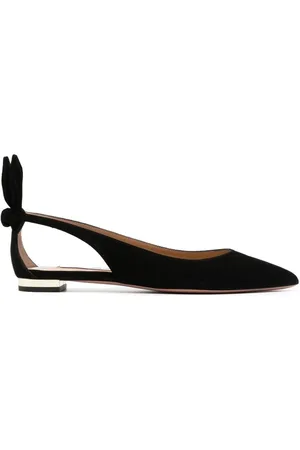 Aquazzura Buty, Kobieta, Czarny, 36 EU, Skóra, Baletki z kokardą