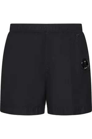 C.P. Company Szorty, Mężczyzna, Czarny, XL, Nylon, Czarne szorty kąpielowe z detalem soczewki