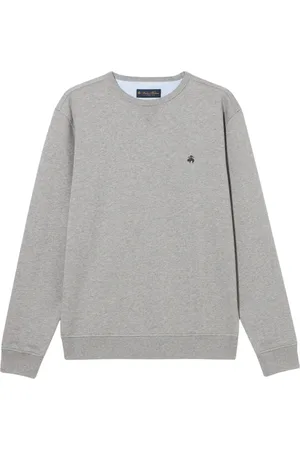 Brooks Brothers Bluzy, Mężczyzna, Szary, 2XL, Bawełna, Złoty Fleece Haft Crewneck Sweatshirt