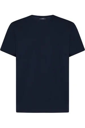 HERNO Koszulki, Mężczyzna, Niebieski, 3XL, Niebieski T-shirt z okrągłym dekoltem i tabliczką z logo