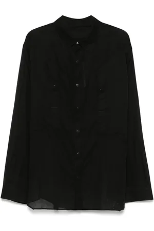 Rick Owens Koszule, Mężczyzna, Czarny, M, Czarna koszula z guzikami i długimi rękawami