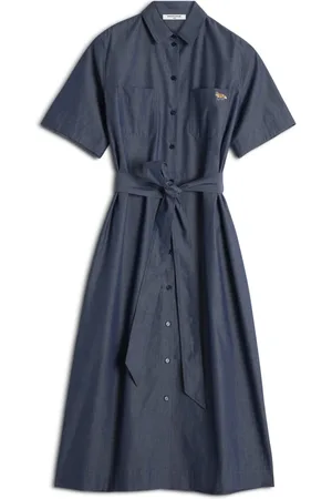 Maison Kitsuné Sukienki, Kobieta, Niebieski, M, Sukienka Koszulowa z Podwójną Kieszenią