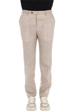 PT Torino Spodnie, Mężczyzna, Beżowy, 2XL, Spodnie Slim Fit z lnu