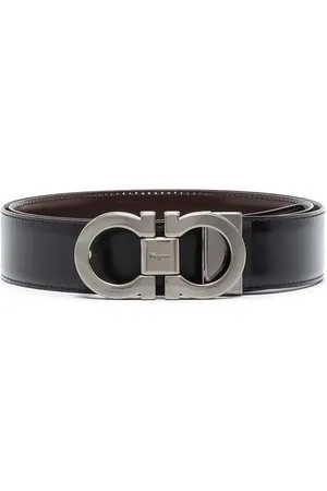 Salvatore Ferragamo Akcesoria, Mężczyzna, Czarny, 115 CM, Skóra, Dwustronny skórzany pasek w stylu Gancini