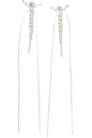 Simone Rocha Akcesoria, Kobieta, Biały, ONE SIZE, Perłowy Daisy Wstążka Kropelka Kolczyki