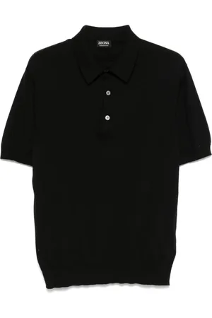 Ermenegildo Zegna Koszulki, Mężczyzna, Czarny, 3XL, Bawełna, Czarny sweter polo z listwą guzikową