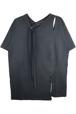 YOHJI YAMAMOTO Koszulki, Mężczyzna, Czarny, L, Czarna T-shirt z Wycięciami na Rękawach
