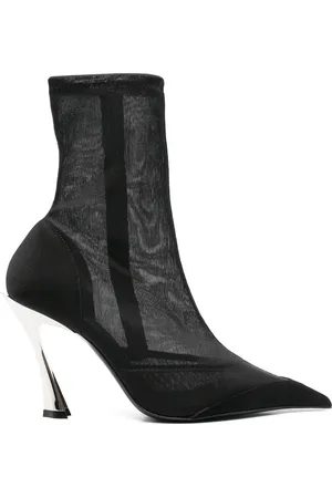 MUGLER Buty, Kobieta, Czarny, 36 EU, Zamsz, Czarne buty na wysokim obcasie z bocznym zamkiem