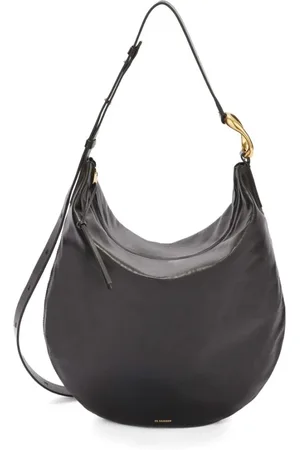 Jil Sander Torebki, Kobieta, Czarny, ONE SIZE, Skóra, Czarna skórzana torebka z elementami w kolorze złota