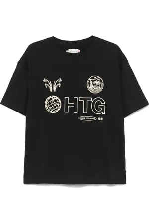 HONOR THE GIFT Koszulki, Mężczyzna, Czarny, XL, Czarna Koszulka z Logo na Szyi