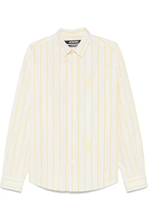 Jacquemus Koszule, Mężczyzna, Żółty, L, Bawełna, Koszulka w Paski w Kolorze Cytrynowożółtym