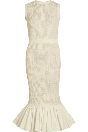 Patou Sukienki, Kobieta, Beżowy, M, Beżowy Bezrękawnik Peplum Sukienka