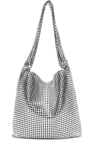Paco rabanne Torebki, Kobieta, Szary, ONE SIZE, Torba z Ozdobną Siatką i Nitami