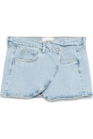 COPERNI Spódnice, Kobieta, Niebieski, S, Denim, Jasnoniebieska spódnica z zatrzaskami z przodu