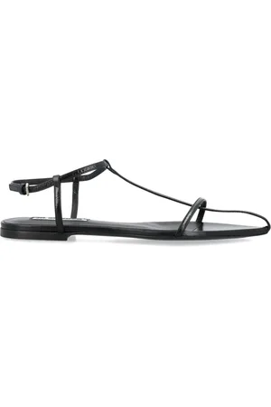 Jil Sander Buty, Kobieta, Czarny, 41 EU, Skóra, Czarne płaskie sandały klatkowe
