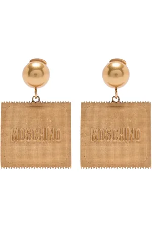 Moschino Akcesoria, Kobieta, Żółty, ONE SIZE, Złoty Design Kropka Statement Kolczyki