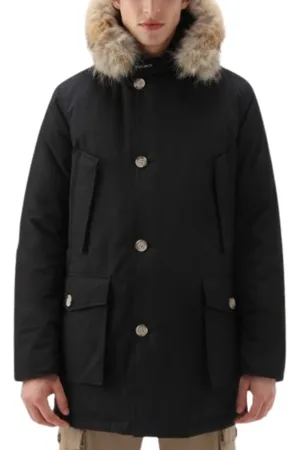 Woolrich Płaszcze, Mężczyzna, Czarny, L, Czarne Parki Męskie