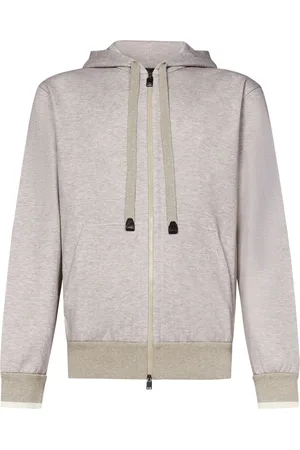 BRIONI Bluzy, Mężczyzna, Beżowy, M, Bawełna, Piaskowy Melanż Zamek Kaptur Bluza