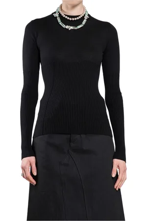 Jil Sander Swetry, Kobieta, Czarny, 2XS, Nylon, Sweter z gorsetem z wełny
