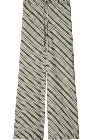 Burberry Spodnie, Kobieta, Wielobarwność, S, Bawełna, Bawełniane spodnie ze sznurkiem w vintage kratę