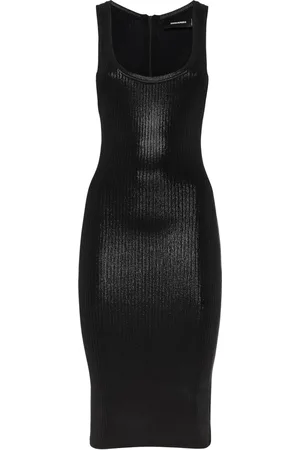 Dsquared2 Sukienki, Kobieta, Czarny, S, Czarna Rozpinana Dzianinowa Sukienka