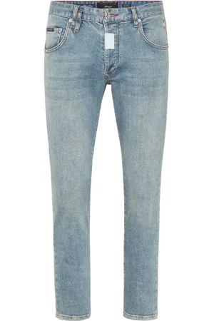 Philipp Plein Jeansy, Mężczyzna, Niebieski, W36, Jasnoniebieskie Dżinsy Skinny Cut