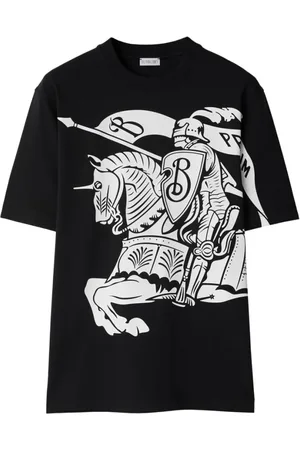 Burberry Koszulki, Mężczyzna, Czarny, L, Bawełna, T-shirt z nadrukiem jeźdźca konnego