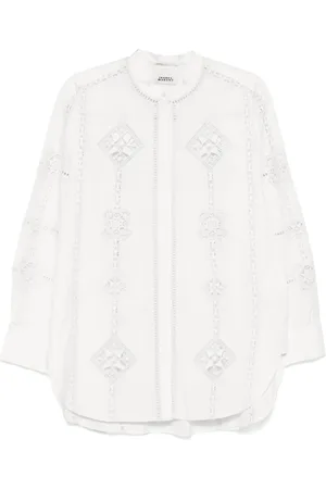 Isabel Marant Bluzki, Kobieta, Biały, 2XS, Biała Koszula z Haftem i Długimi Rękawami
