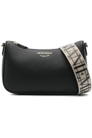 Emporio Armani Torebki, Kobieta, Czarny, ONE SIZE, Czarna Torba na Ramię z Górnym Zamkiem