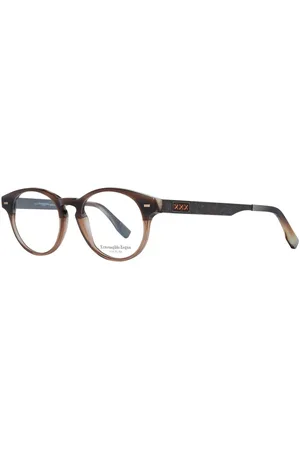 Ermenegildo Zegna Akcesoria, unisex, brązowy, ONE SIZE, Brązowe Okulary Optyczne Męskie Styl Okrągły