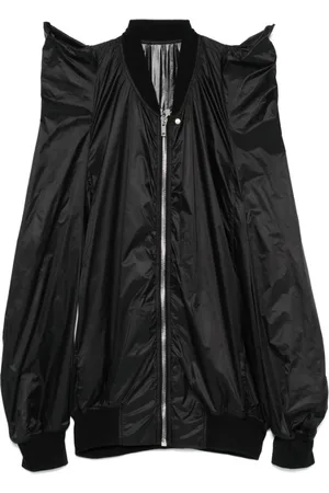 Rick Owens Kurtki, Kobieta, Czarny, S, Czarna Kurtka z Zamkiem i Lamówką