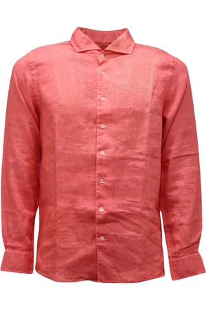 Gran Sasso Koszule, Mężczyzna, Różowy, S, Koszula lniana Vintage Made in Italy