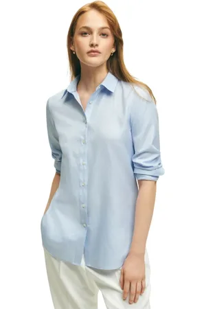 Brooks Brothers Bluzki, Kobieta, Niebieski, S, Bawełna, Lekki bawełniany luksusowy koszula w kolorze niebieskim od Thomas Mason