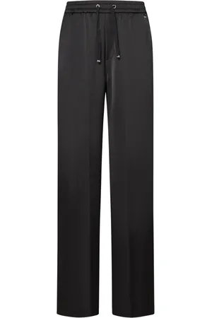 HERNO Spodnie, Kobieta, Czarny, S, Poliester, Czarne Stylowe Spodnie z Poliestru Crepe