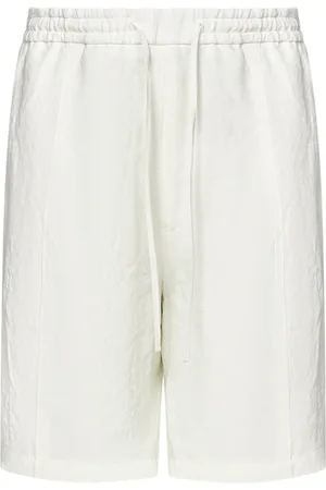 Emporio Armani Szorty, Mężczyzna, Biały, S, Białe lniane szorty na sznurku Ss 25