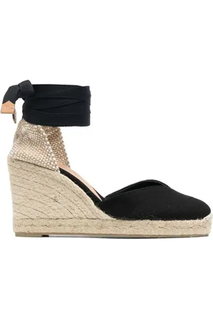 Castaner Buty, Kobieta, Czarny, 39 EU, Czarne buty na koturnie z wiązaniem