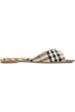 Burberry Buty, Kobieta, Wielobarwność, 36 EU, Sandals z Wzorem Vintage Check i Płaską Podeszwą