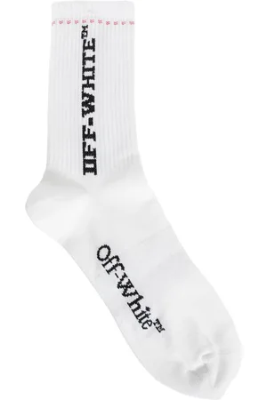 OFF-WHITE Bielizna, Mężczyzna, Biały, L, Białe Czarne Średnie Skarpety Z Logo