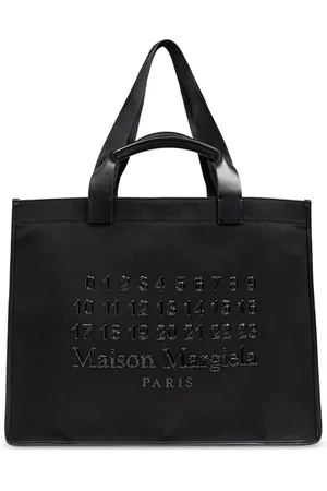 Maison Margiela Torebki, Mężczyzna, Czarny, ONE SIZE, Bawełna, Torba Tote z Mieszanki Bawełny z Logo Numerów