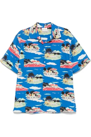 Drôle de Monsieur Koszule, Mężczyzna, Niebieski, XL, Safir Camp Collar Shirt