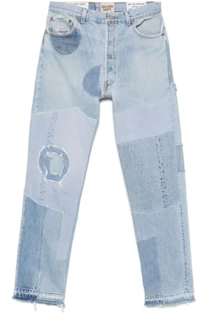 GALLERY DEPT. Jeansy, Mężczyzna, Niebieski, W32, Denim, Patchworkowe Jeansyy Denimowe