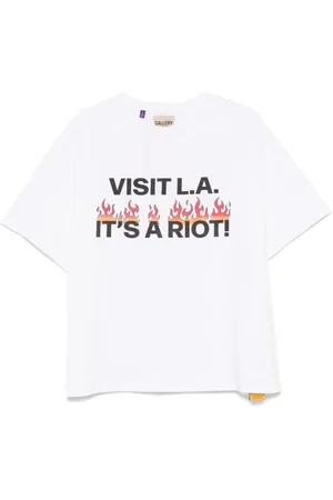 GALLERY DEPT. Koszulki, Mężczyzna, Biały, L, Bawełna, T-shirt Riot Print z okrągłym dekoltem