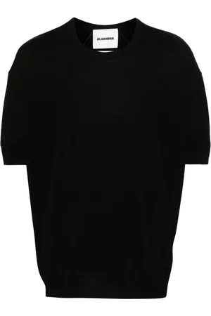 Jil Sander Swetry, Mężczyzna, Czarny, L, Wełna, Wełniany T-shirt z Okrągłym Dekoltem